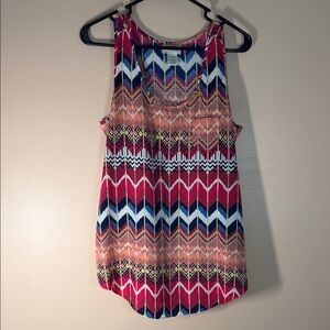 Love Notes Vivid Blue and Pink Printed Sleeveless Top